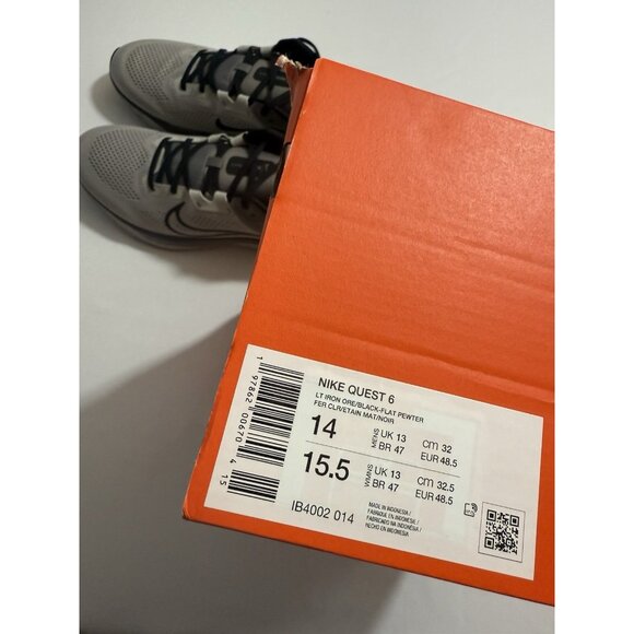 New Men’s Size 14 - Nike Quest 6 Light Iron Ore IB4002 014 - Picture 10 of 10